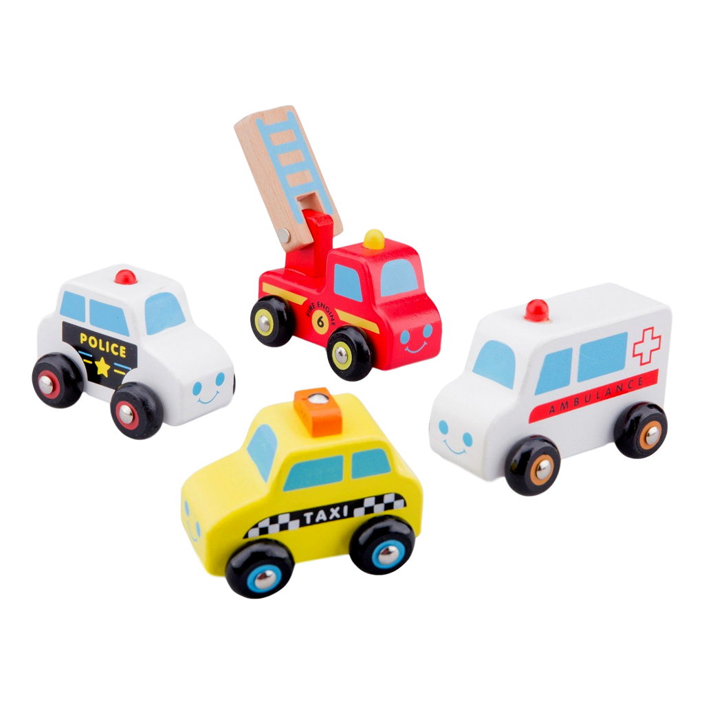 Houten voertuigenset – 4 auto’s Houten speelgoed New Classic Toys