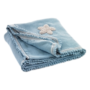 Pebble Organic Blanket - Blau mit Blumen