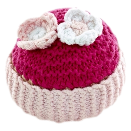 Pebble Rattle - Cupcake Pink mit Blumen