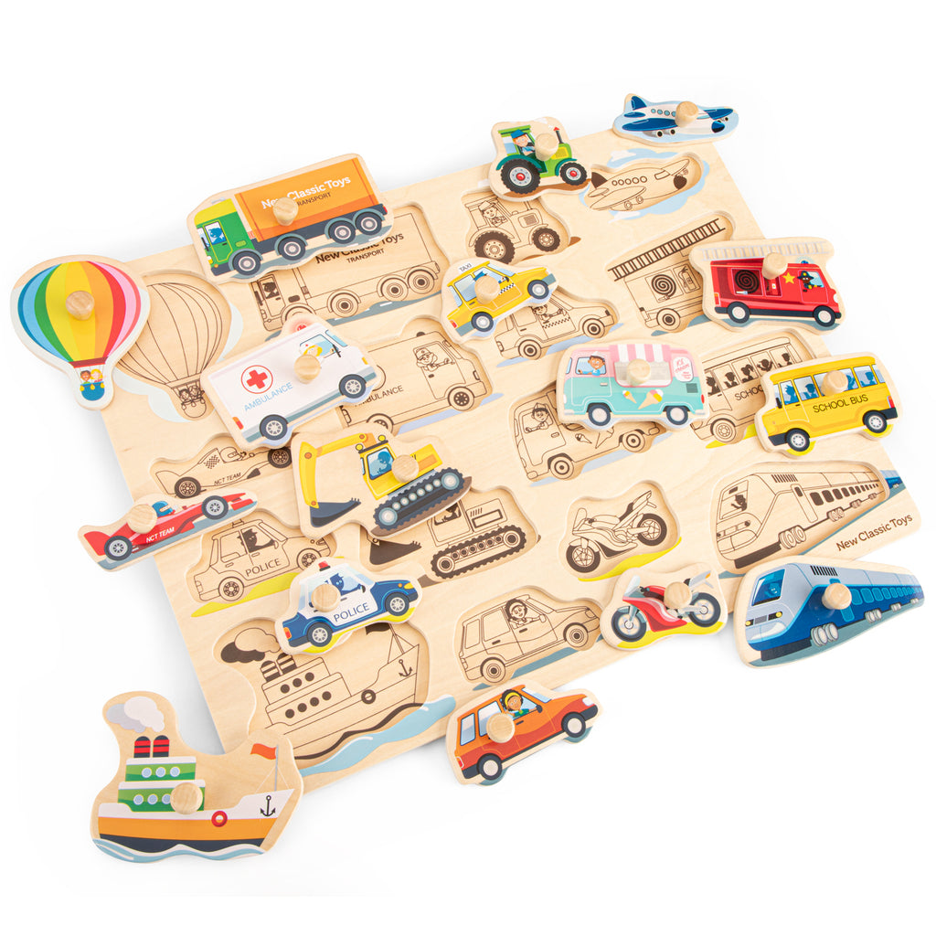 Wooden button puzzle - vehicles